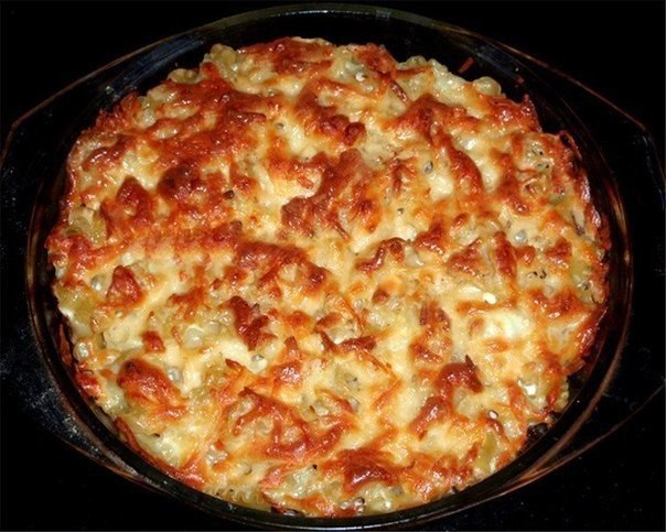 Запеканка из макарон с курицей и грибами.Ингредиенты:Начинка:макаронные изделиякуриное филегрибысыр ...