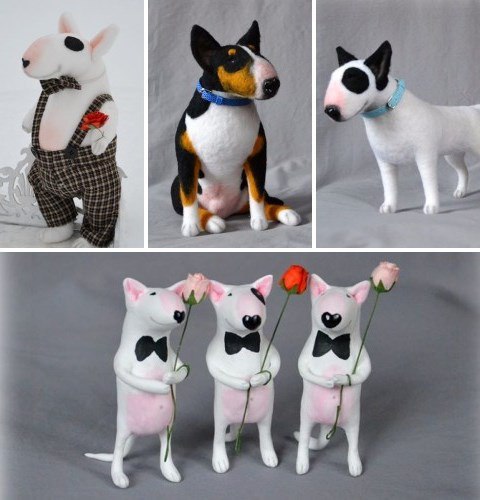 Malina-art (игрушки из войлока, собаки тедди).Бультерьеры: из войлока, мягкие игрушки, из полимерной ...