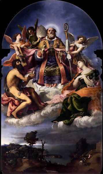 Святителя Николая в славе с STS Иоанна Предтечи и Люси.Lorenzo Lotto