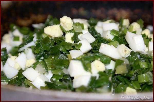 Быстрый (заливной) пирог с зелёным луком и яйцом.Продукты:кефир (йогурт, сметана) 400 гмасло ... - 5