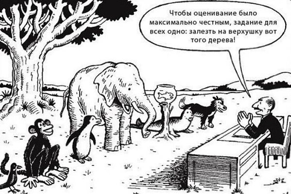Вся суть системы образования в одной картинке.Каждый - гениален. Но если вы будете судить рыбу по ее ...
