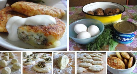 Картофельные зразы с сардинами. Для картофельного теста мне нужно: - Картошка; - 1-2 яйца, в ...