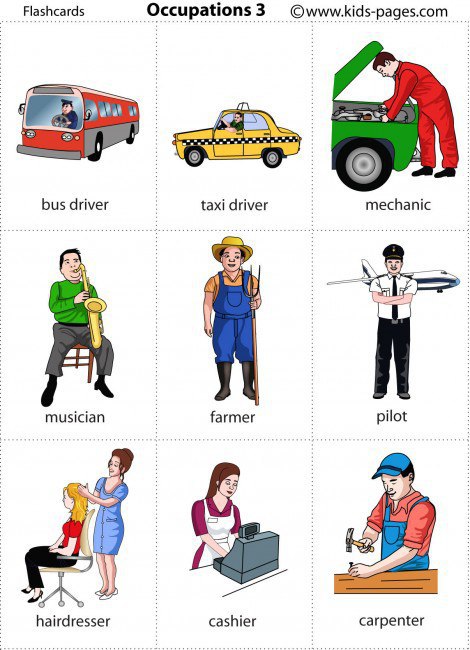 Occupations flashcards. Occupations flashcards showing: cook, crossing guard, doctor, policeman, ... - 3