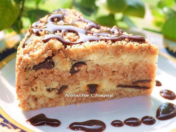 Пирог с творогом и черносливом.Тесто-крошка:- масло охлажденное 200гр- какао 1 ч л- мука 300гр- ...