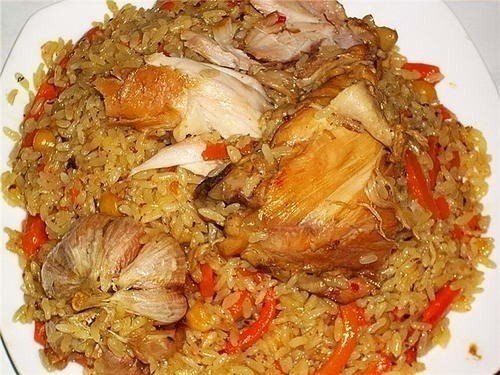 Узбекский плов с курицей.Время приготовления: 2 часа 10 минут.Ингредиенты для 6 порций:грудка ...