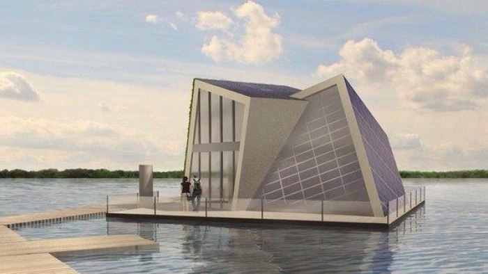 Автономный плавучий дом производит собственную воду и электроэнергию.Жизнь в плавучем доме может ...