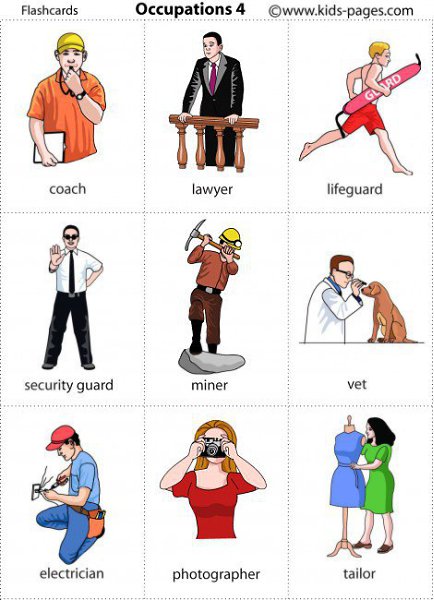 Occupations flashcards. Occupations flashcards showing: cook, crossing guard, doctor, policeman, ... - 4