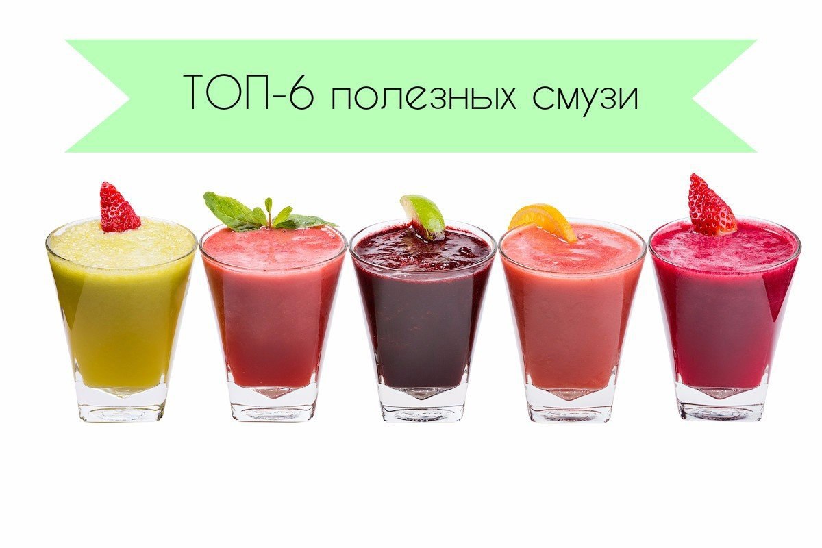 ТОП-6 полезнейших смузи.1. Смузи из кивиИнгредиенты:Киви — 4 шт.Натуральный йогурт — 250 г Свеже ...