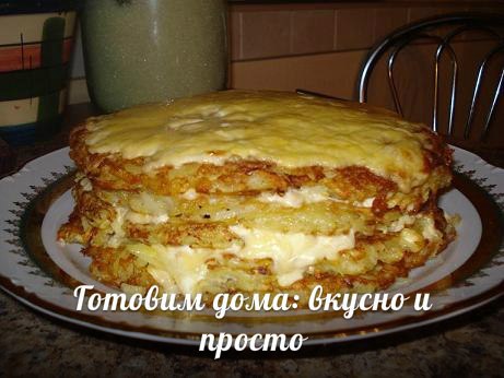 Картофельный пирог.Состав продуктов:-Картошка очищенная - 1, 5 кг-Яйца - 2шт-лук репчатый- 1 шт-мука ...