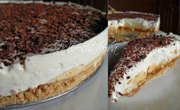 Баноффи пай.Какой же он вкусный! Нежный,воздушный, сладкий! Песочная основа,сгущенка,бананы,которые ...