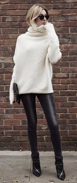 Белые свитера размера oversize (*свободного кроя) и сочетания с ними. - 4