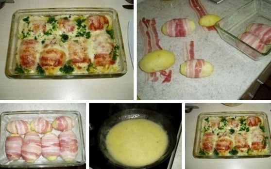Картошка в одежке. Просто и очень вкусно! Ингредиенты: 8-10 картошек средней величины (не крупных) ...