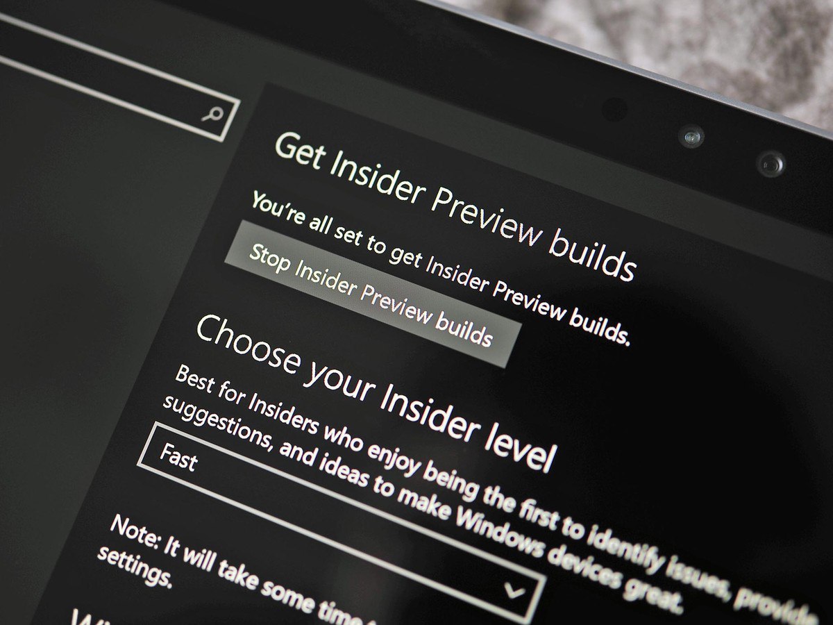 Receive window. Windows insider.