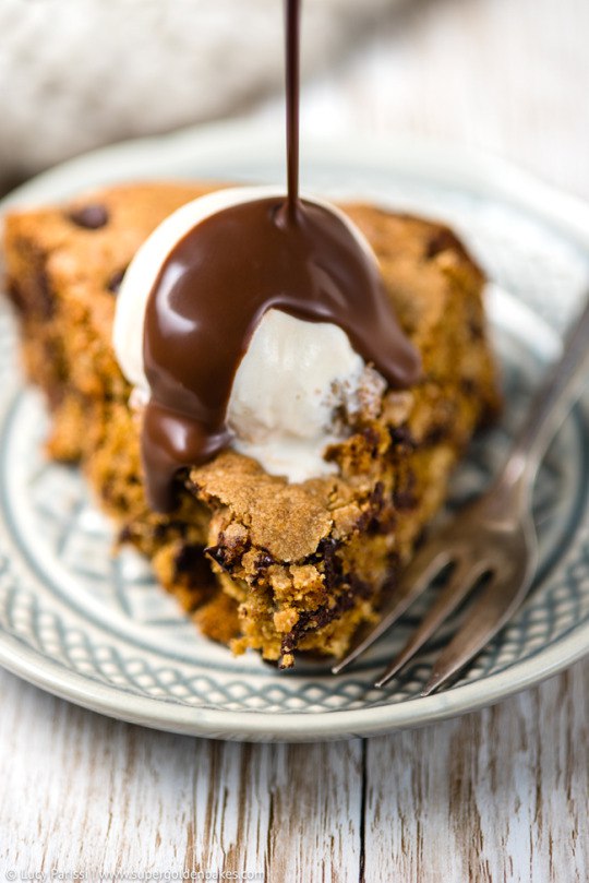 Oat and Chocolate Chip Skillet Cookie