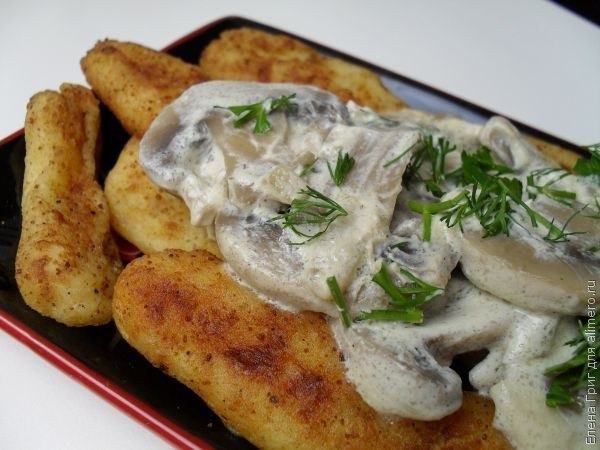 Оригинальная и простая закуска - картофельные палочки с грибами. 1. Картофель – 400-500 г 2. Грибы ... - 9