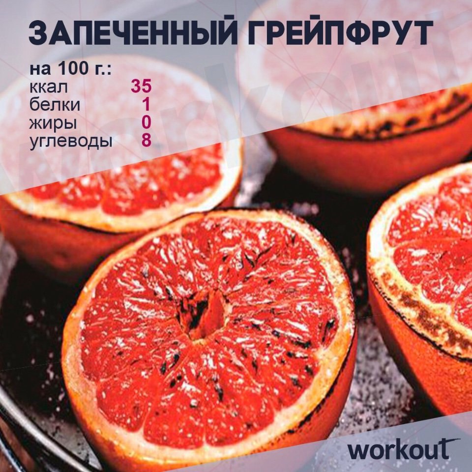 Запеченный грейпфрут с медом и корицей: всего 35 ккал! Грейпфрут многие не любят за специфический ...