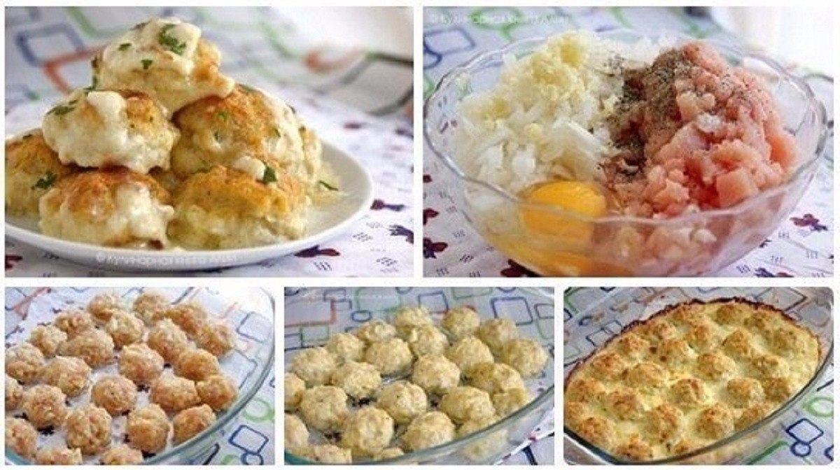 Тефтели из куриного филе в соусе.на 100грамм - 136.61 ккалБ/Ж/У - 16.85/6.36/2.21Ингредиенты:-500 ...