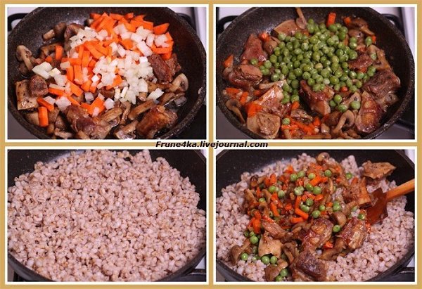 Перловая каша с мясом, грибами и овощами.Ингредиенты:Перловая крупа — 1,5 стак.Говядина — 400 ... - 3