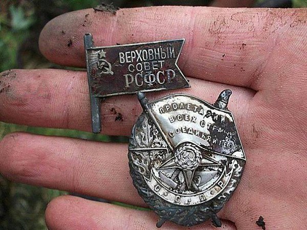 Депутатский значок Верховного Совета РСФСР и орден Красного Знамени вместе с останками бойца были ...