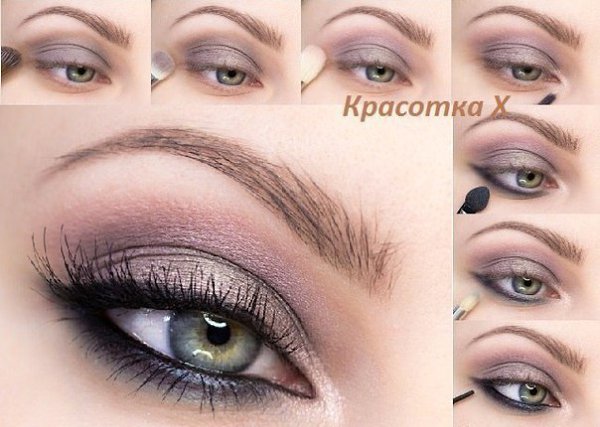 Макияж: 'Мерцающая дымка'.1. Используйте в качестве базы тени кремового оттенка 2. Нанесите на все ...