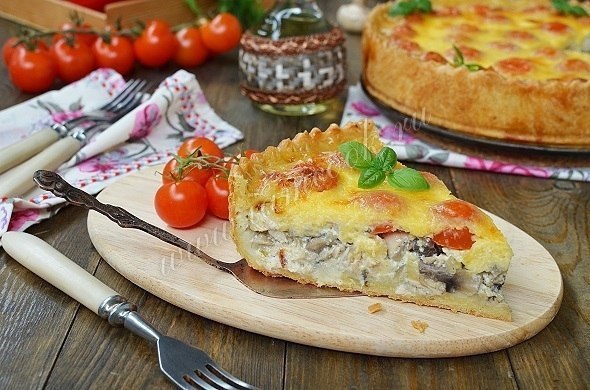 Открытый пирог «Киш лорен» с курицей и грибами. .Рекомендую приготовить этот вкусный пирог. Его ...