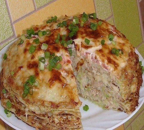 Кабачково-сырный тортик с мясом - просто объедение! Рецепт под фото. Ставьте "Класс!", ...