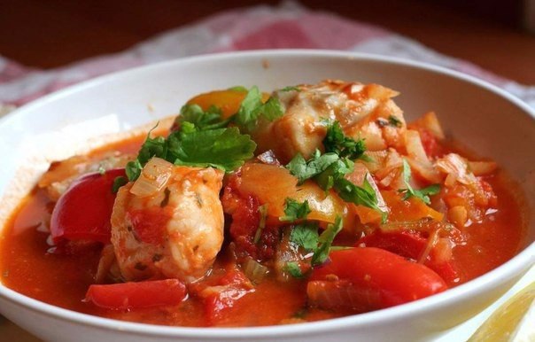 Овощное рагу с курицей.на 100грамм - 58.27 ккалБ/Ж/У - 9.29/0.52/3.7Ингредиенты:Куриное филе - 600 ...