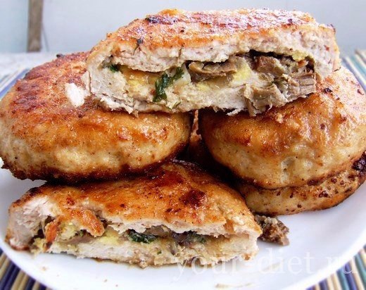 Зразы из курогрудки с грибами и яйцами.на 100грамм - 96.64 ккалБ/Ж/У - ...