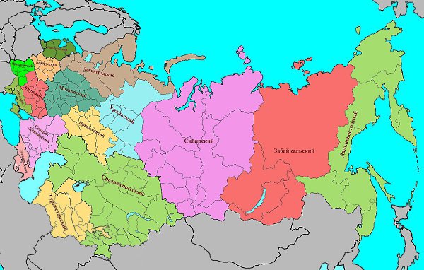 Карта военных округов 2025