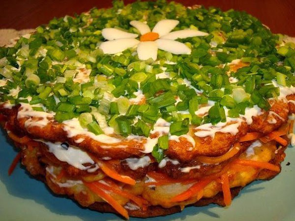ЗАКУСОЧНЫЙ МЯСНОЙ ТОРТИК. Продукты: 400г куриного филе, одна луковица, чуть больше половины стакана ...