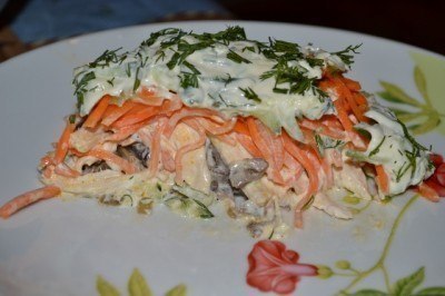 Подборка салатов со свежими ОГУРЧИКАМИ. 1. Куриный салат с яйцами и грибами Ингредиенты: Копченая ... - 4