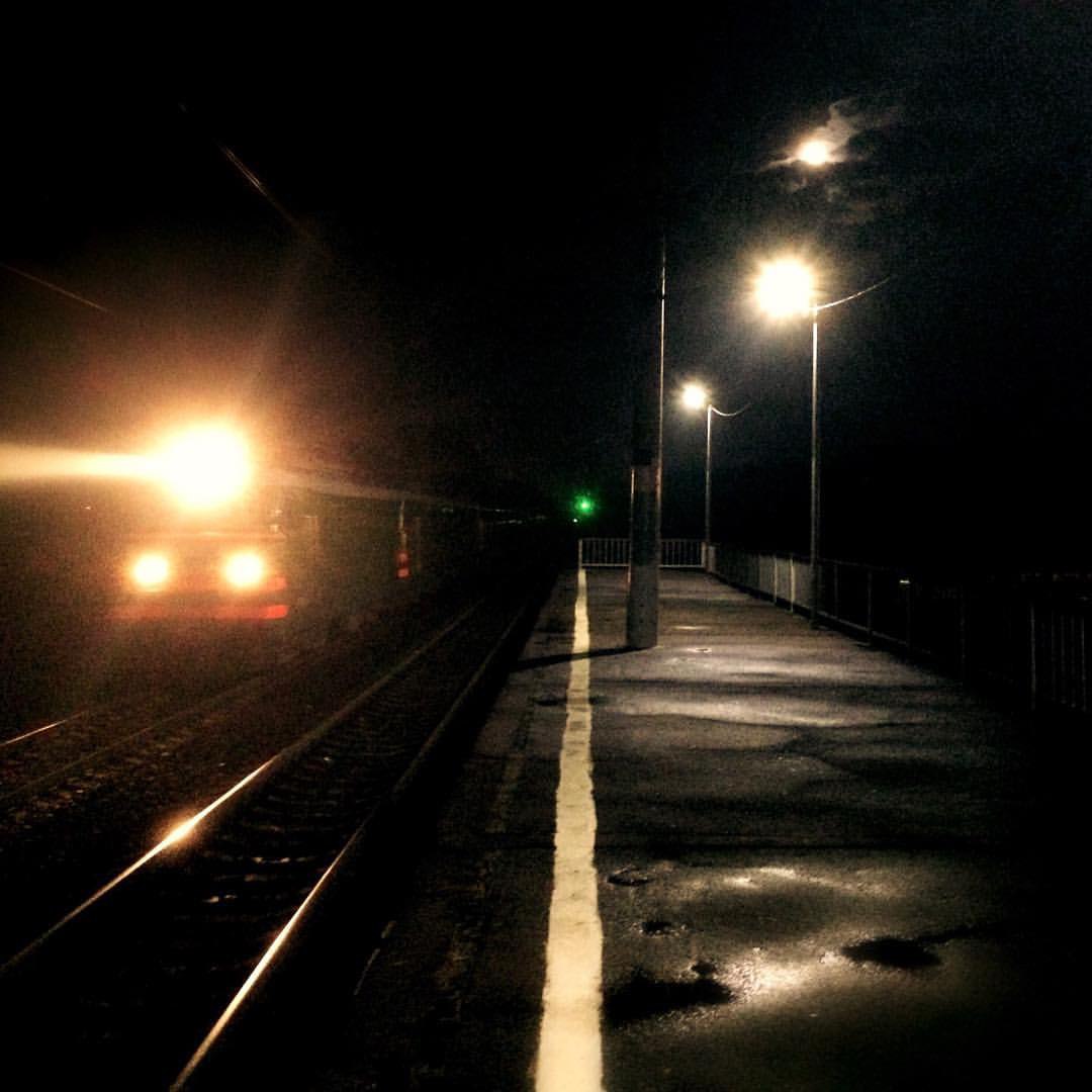 #Night, #street, #light and midnight #train. #, #, #   #. @ Klimovsk