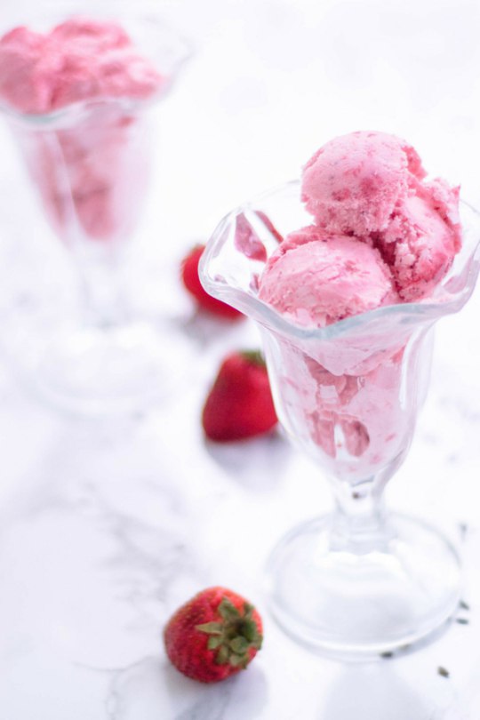 Strawberry lavender ice cream is a sweet summer treat thats fresh and perfect for hot days.