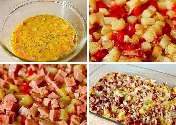 Фриттата по-испански.Ингредиенты:Картофель — 3 шт.Репчатый лук — 1 шт.Болгарский перец красный — 1 ... - 3