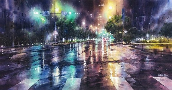 ))).Акварельная живопись. Lin Ching Che Большая часть его картин написана именно акварелью, это ...