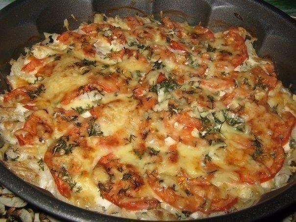 РЫБА, ЗАПЕЧЕННАЯ С ПОМИДОРАМИ И СЫРОМ. Ингредиенты: - филе не жирной рыбы (у меня треска) 600-700 ...