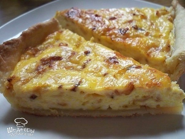СЫРНЫЙ ПИРОГ.Быстро и вкусно!ИНГРЕДИЕНТЫ: нежирные сливки (140 мл.) ветчина (100 гр.) сыр (100 гр.) ...