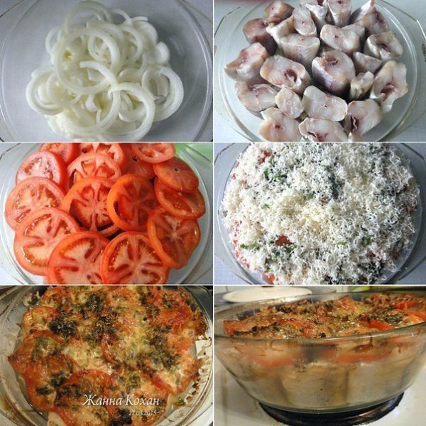 Рыба, запечённая с помидорами и сыром. Ингредиенты: филе не жирной рыбы (у меня минтай) 600-700 гр. ...