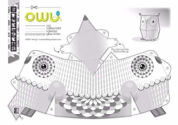 Альбом бесплатных разверток в 2020 г Бумажные совы, Картонные скульптуры, Сова т