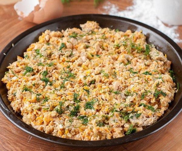 Рыбный пирог из жидкого теста.Вкуснейший пирог из жидкого блинного теста с начинкой из жареной ... - 4