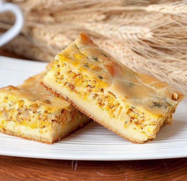 Рыбный пирог из жидкого теста.Вкуснейший пирог из жидкого блинного теста с начинкой из жареной ... - 2