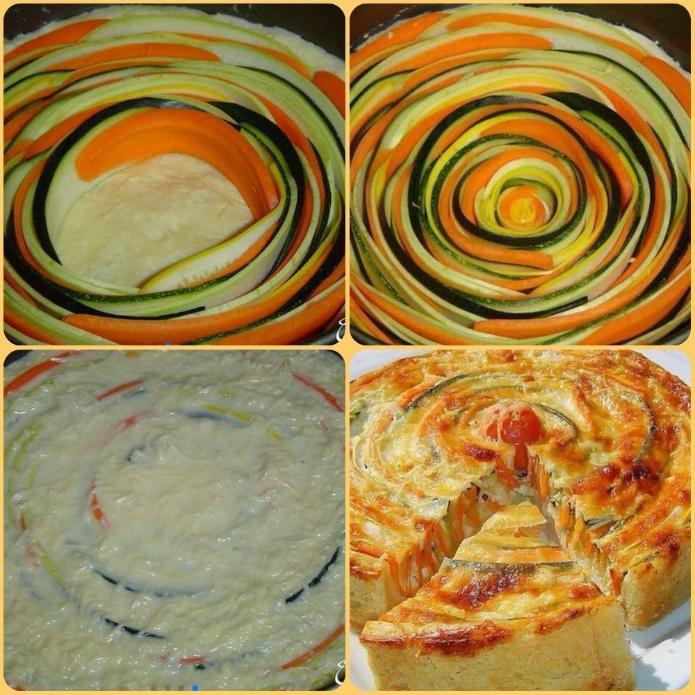 Потрясающе красивый и вкусный овощной пирог! Идеальный ужин для худеющих! на 100г 48,94 ккал, Б/Ж/У ...