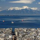Mountain Olympos view from Thessaloniki Greece    