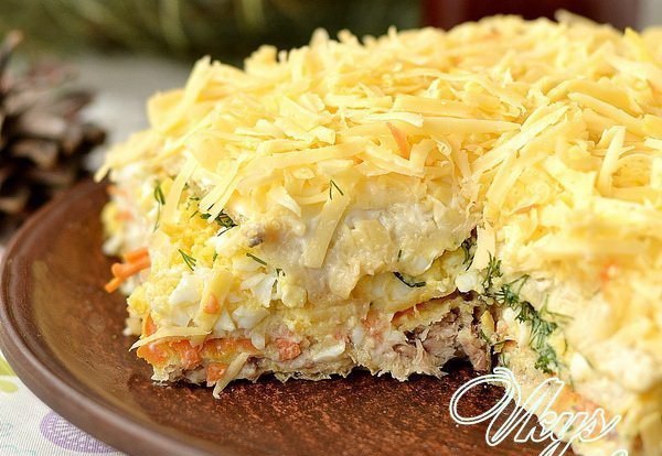ЗАКУСОЧНЫЙ ТОРТ .ИНГРЕДИЕНТЫ: консервированная скумбрия - 1 банка (можно брать сайру или сардину), ...