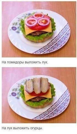Крабсбургер по рецепту Спанч Боба :).Ингредиенты:5-6 круглых булочек300 г фаршамолоко1-2 помидора3-4 ... - 9