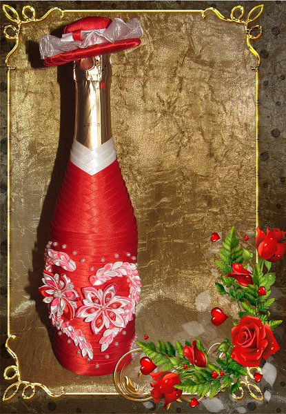 #декор@fan_handmade.Праздничное оформление бутылки шампанского - 2