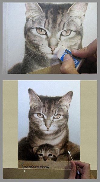 #пошаговые_уроки@ele_art_school. #графика@ele_art_school Кот цветными карандашами - 8