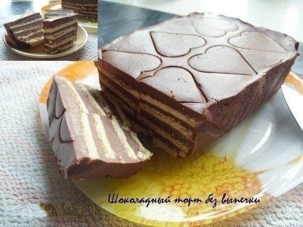 Шоколадный торт без выпечки.Ингредиенты:Крем: - 500 гр. сухого молока или детской смеси, - 5 ст. л. ...