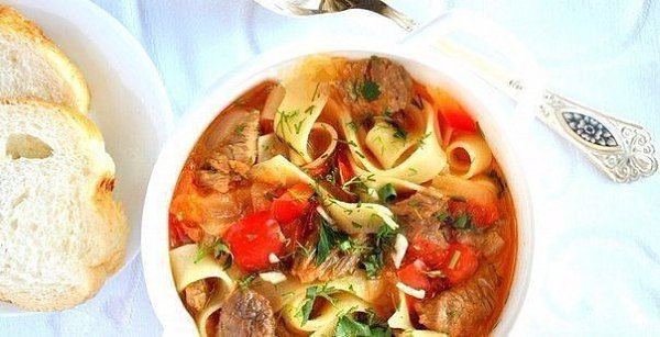 ВКУСНЕЙШИЙ ЛАГМАН.Ингредиенты: 1,5 литра мясного бульона; 500 г телятины; 300 г лапши; 2 сладких ... - 7