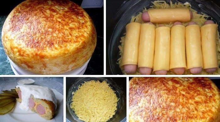 КАРТОФЕЛЬНАЯ ЗАПЕКАНКА С СОСИСКАМИ. ИНГРЕДИЕНТЫ: - Картофель (вес очищенного) — 850 г - Сосиски — 8 ...
